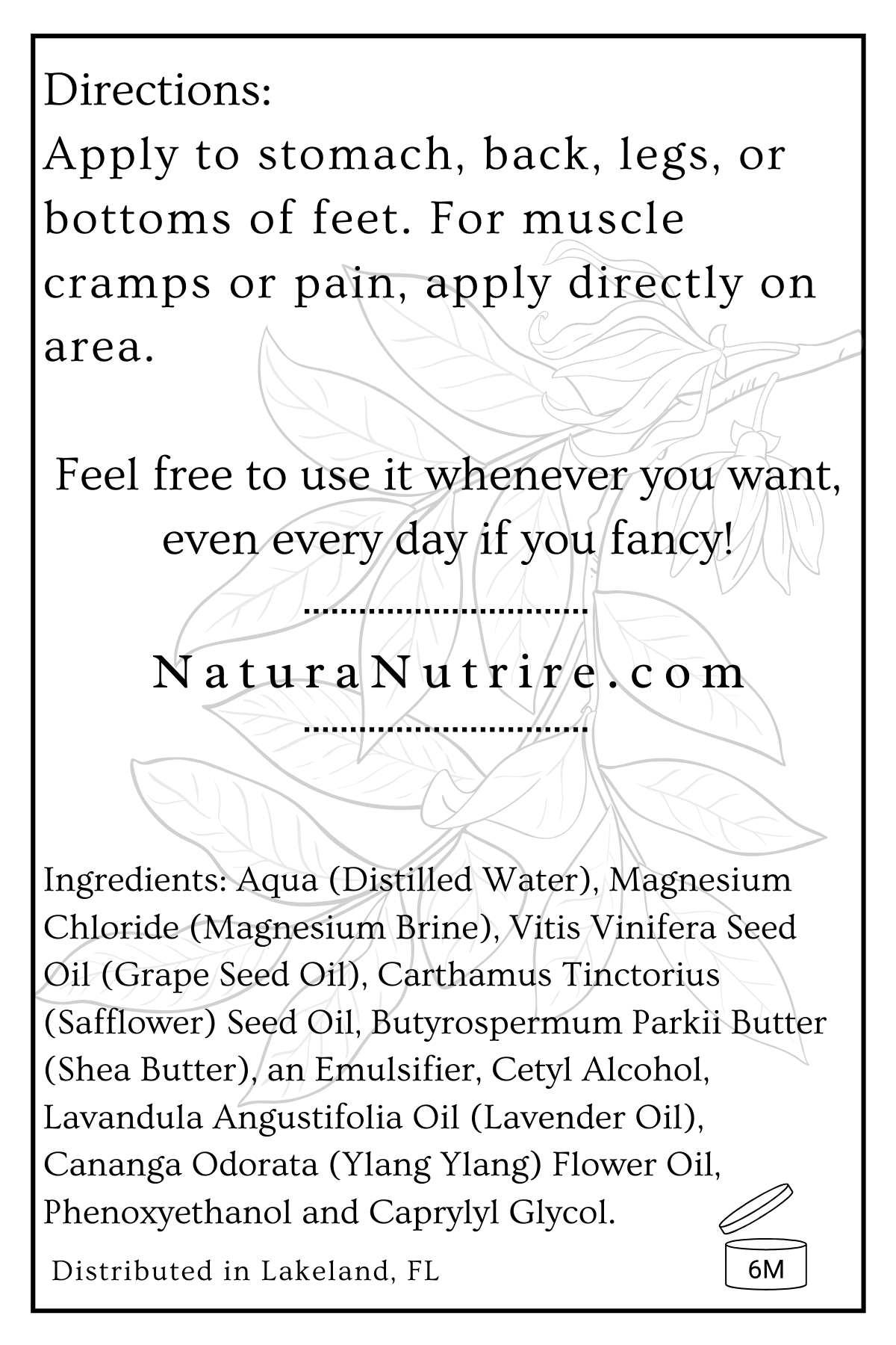 Harmony Magnesium Lotion - Natura Nutrire Botanical Skincare