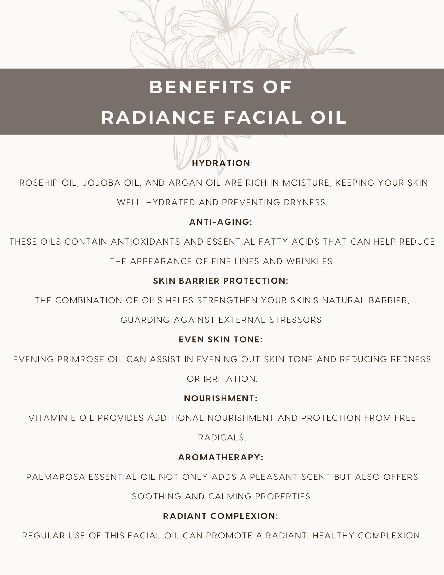Radiance Facial Oil | 1oz - Natura Nutrire Botanical Skincare