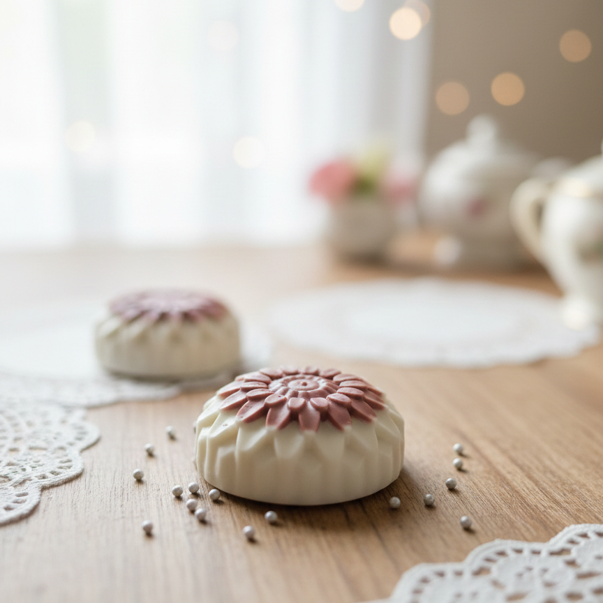Soap on a wooden surface with a blurred background