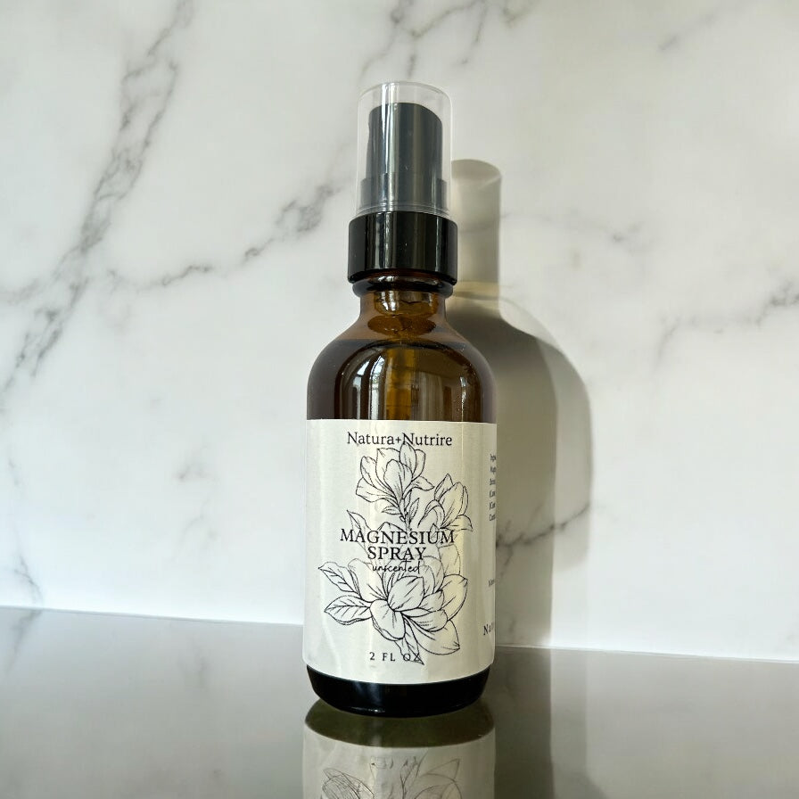 Amber glass bottle of magnesium spray