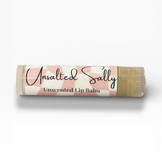 Unsalted Sally lip balm on a white background