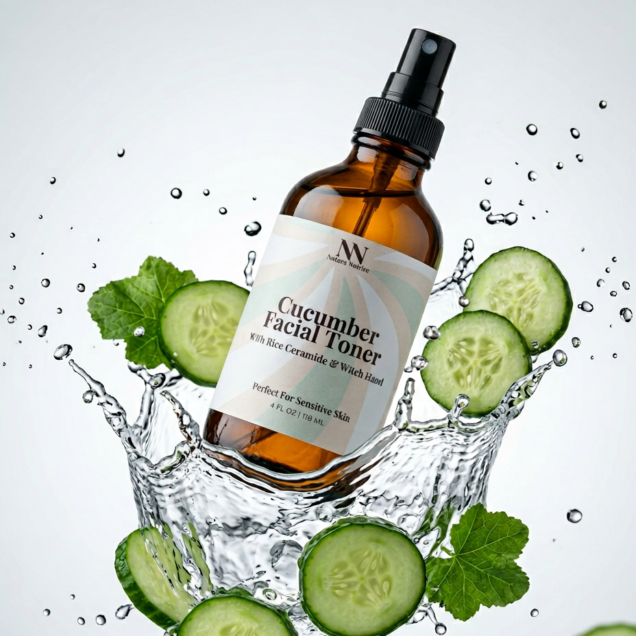 Cucumber Facial Toner with Rice Ceramides and Alchocol Free Witch Hazel